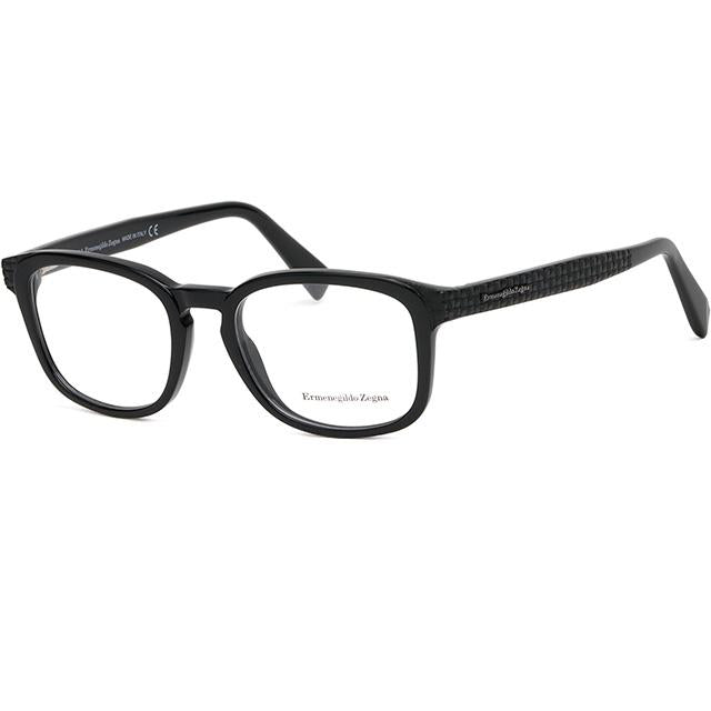 Zegna Black Acetate Square Eyeglass Frames Unisex