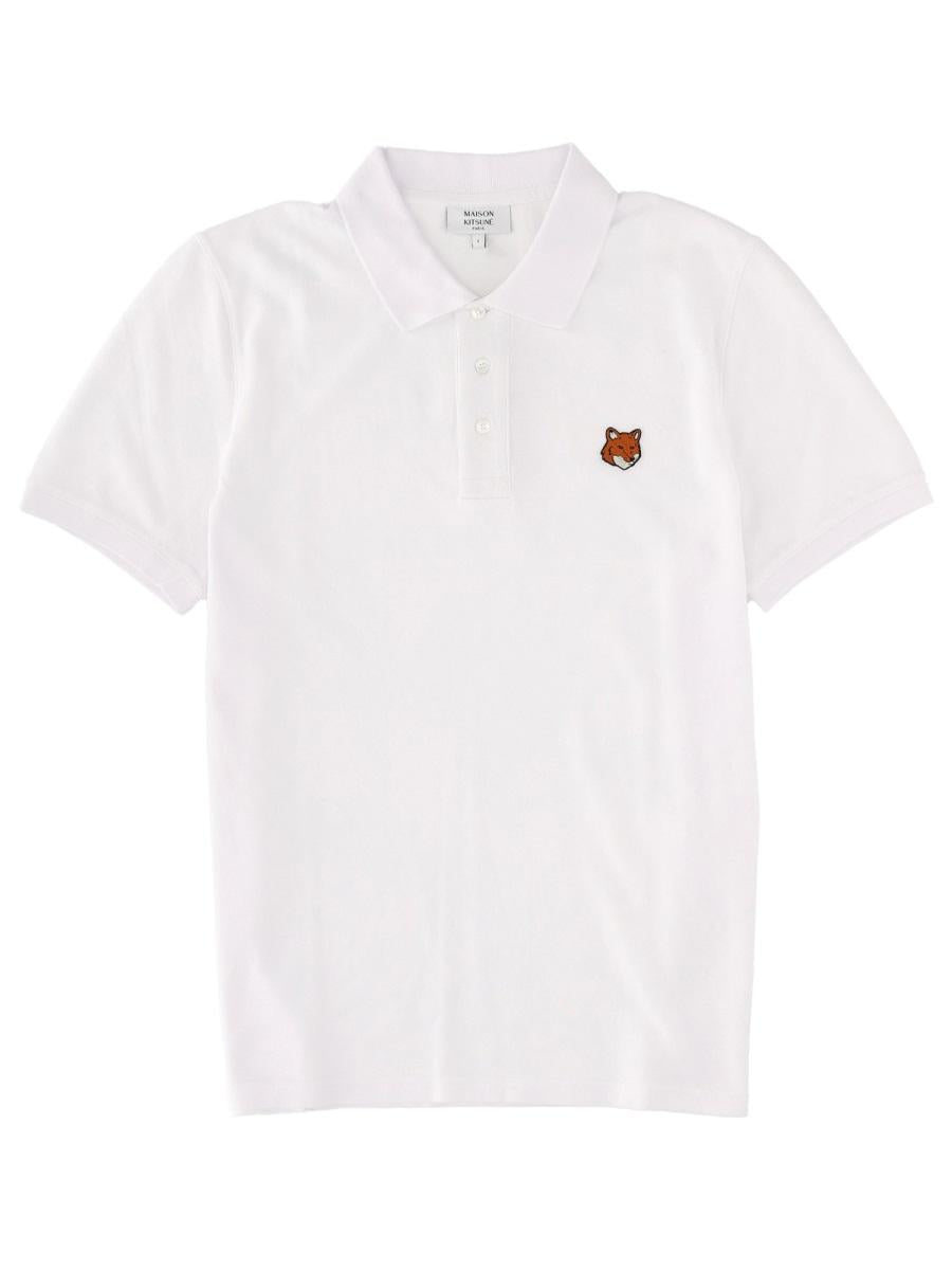 Maison Kitsune Short Sleeve Cotton Polo Shirt White Men