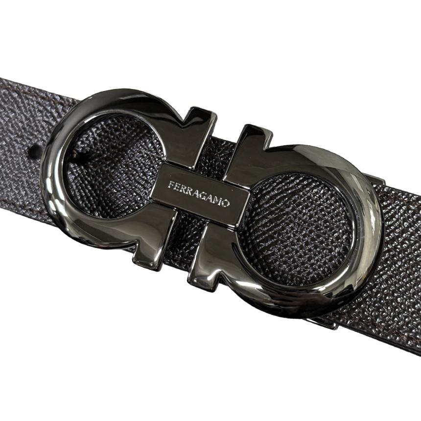 Ferragamo Men’s Leather Gancini Belt 675542 689112
