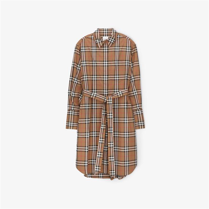 BURBERRY IVERY Check Shirt Midi Dress 80843091