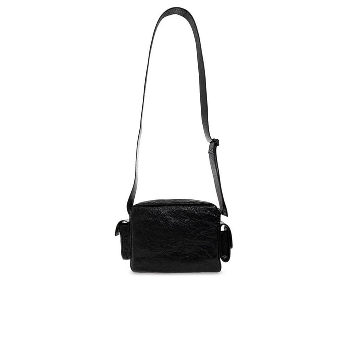 BALENCIAGA Black Supple Leather Camera Crossbody Bag