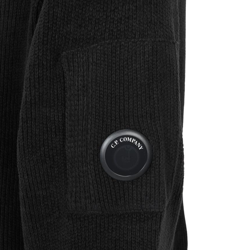 CP Company Black Wool Blend Crewneck Knit Sweater for Men