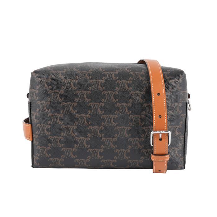 CELINE Triomphe Canvas Calfskin Take Away Crossbody Bag