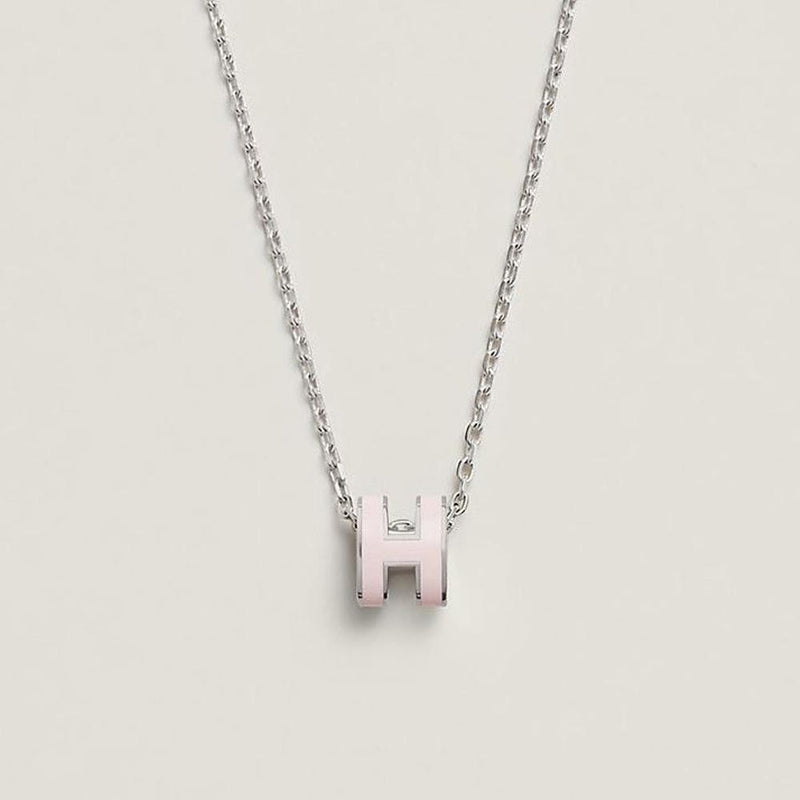 HERMES Mini Pop H Necklace Palladium Rose Dragée