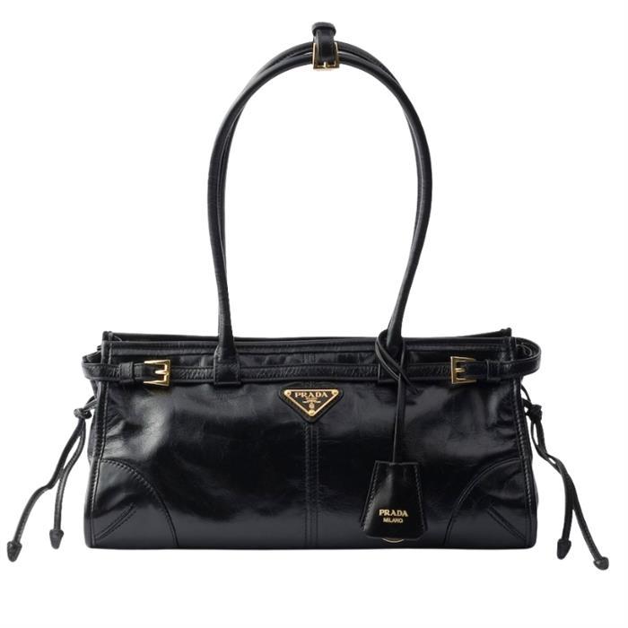 PRADA Bonnie Medium Leather Shoulder Bag Black