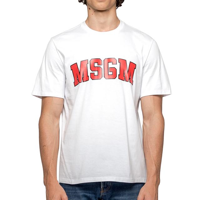 MSGM White Short Sleeve T-Shirt Men 2840MM86