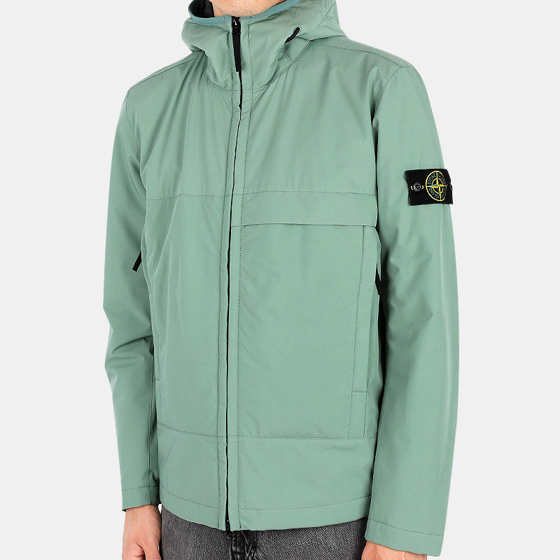 STONE ISLAND Softshell Hooded Jacket Mint Green Men’s Wappen Patch
