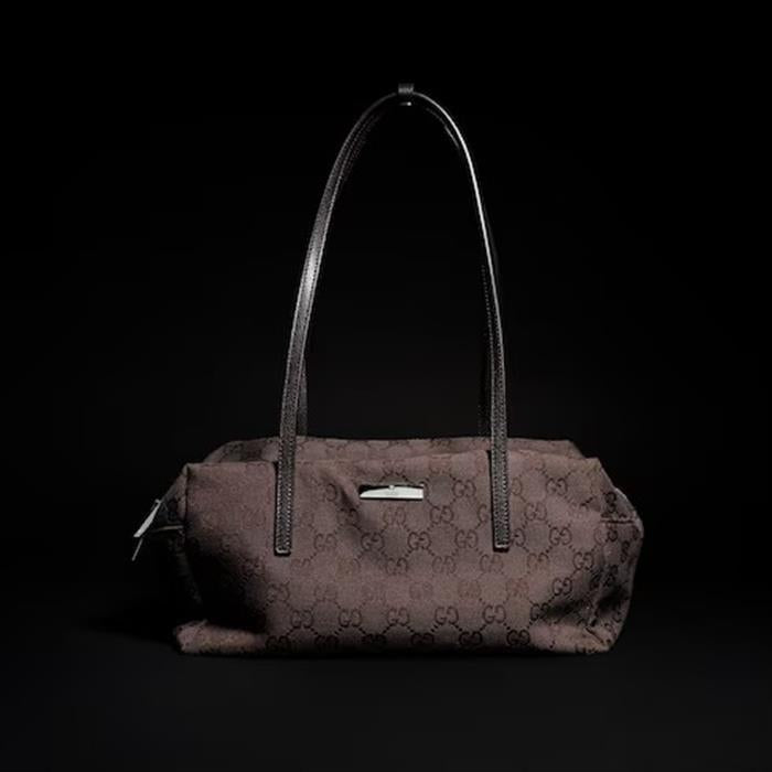 GUCCI Melrose Medium Boston Bag Brown Leather Shoulder Bag
