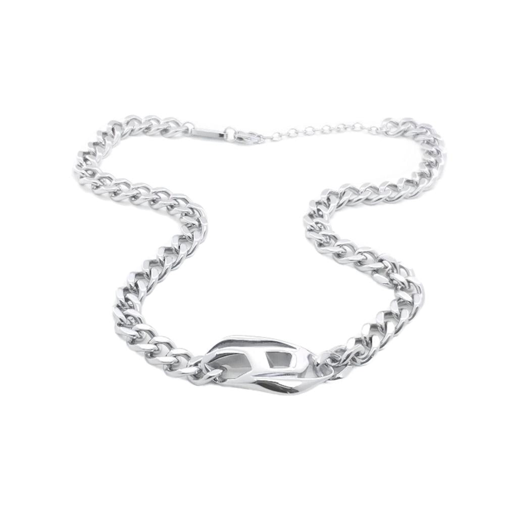 DIESEL D Logo Stainless Steel Chain Necklace for Men DX1412040
