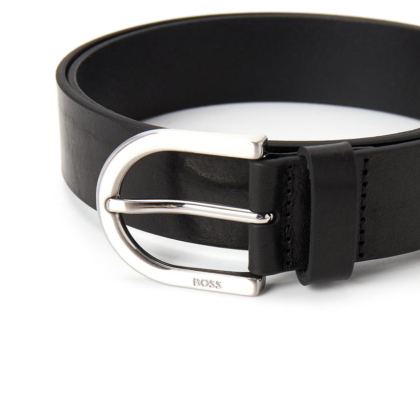 HUGO BOSS Men's Leather Belt Black