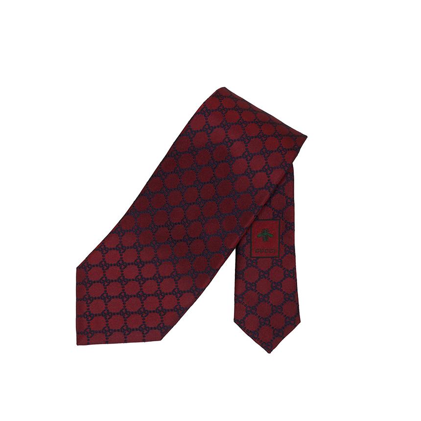 GUCCI Burgundy Logo Silk Tie for Men 456524 4B002 6068 GG