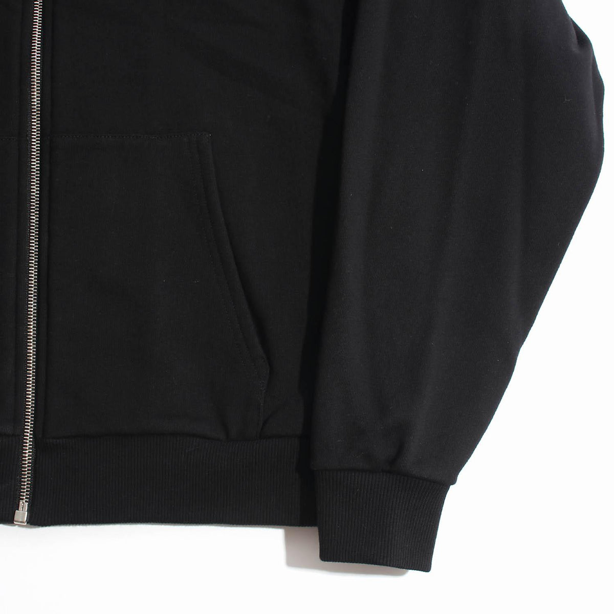 CELINE Black Cotton Fleece Embroidered Back Logo Zip Hoodie