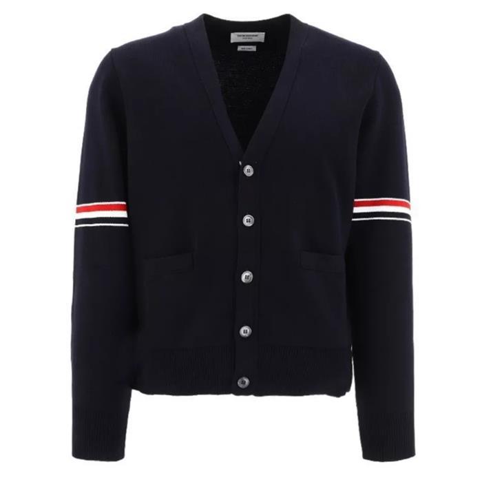 THOM BROWNE Milano Stitch V-Neck Cardigan Navy MKC 310A Y3007 415