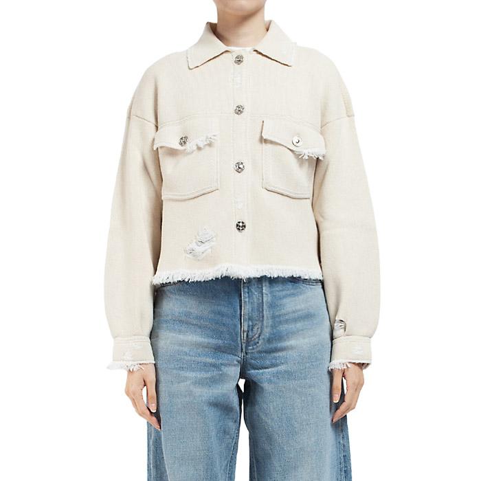 BARRIE Cashmere Cotton Fringe Denim Jacket C85258139 139
