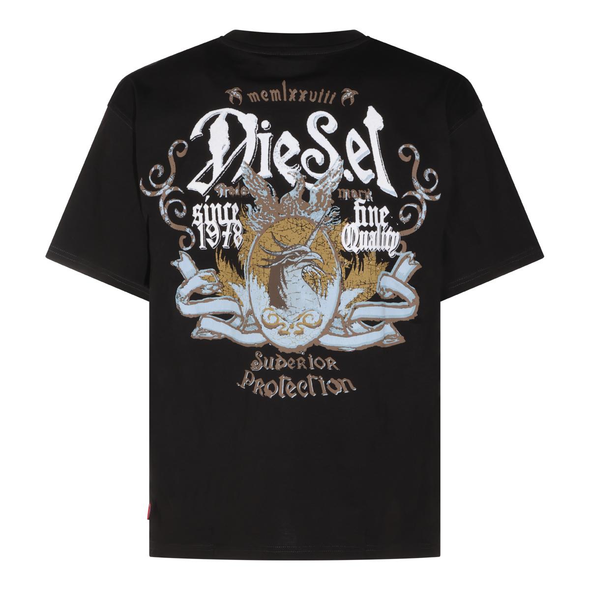 DIESEL Short Sleeve Cotton T-Shirt Black Men's Top