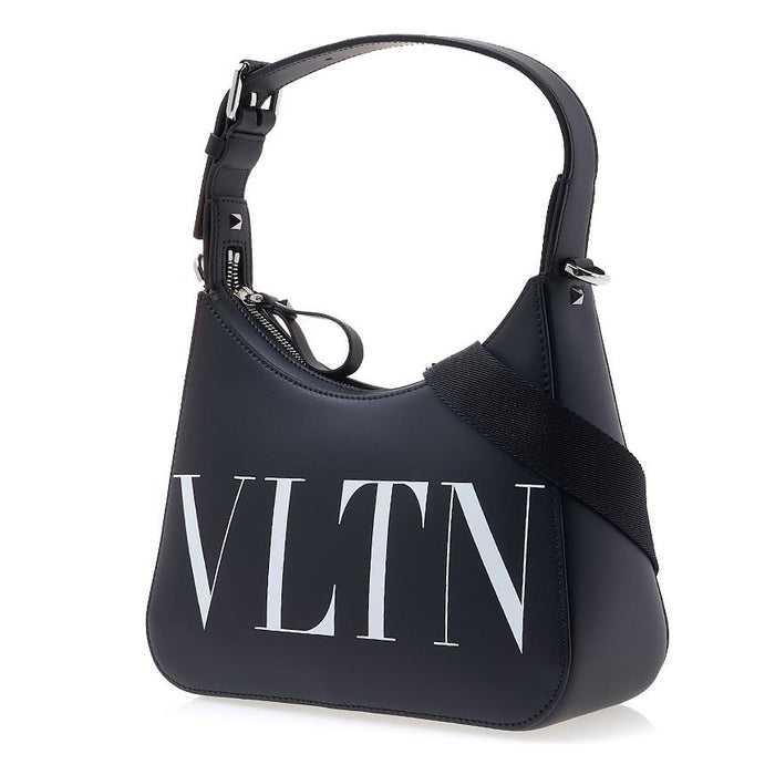 VALENTINO Garavani VLTN Logo Leather Shoulder Bag Black