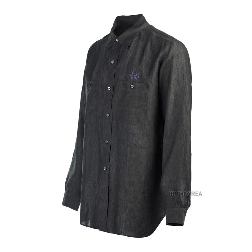 NEEDLES Men’s Chambray Work Long Sleeve Shirt QV291C CHARCOAL