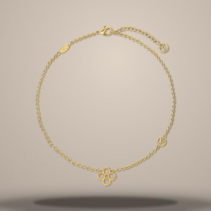 Louis Vuitton Gold-Tone Metal LV Charm Necklace M03916