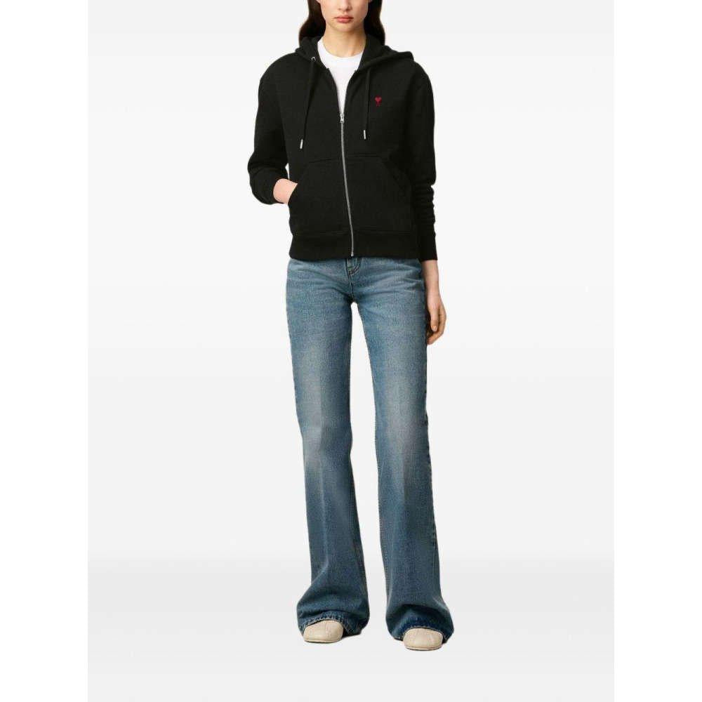 AMI Small Heart Logo Black Zip-Up Hoodie Unisex