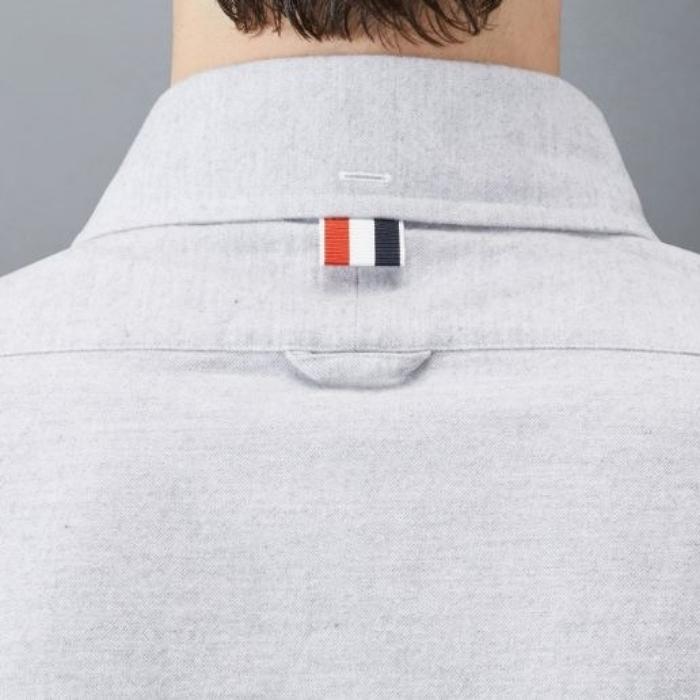 THOM BROWNE Solid Flannel 4-Bar Name Tag Straight Fit Long Sle MWL272A 05245 035