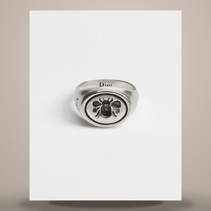 DIOR Cameo Bee Signet Ring Antique Finish Silver R3048HOMST D906