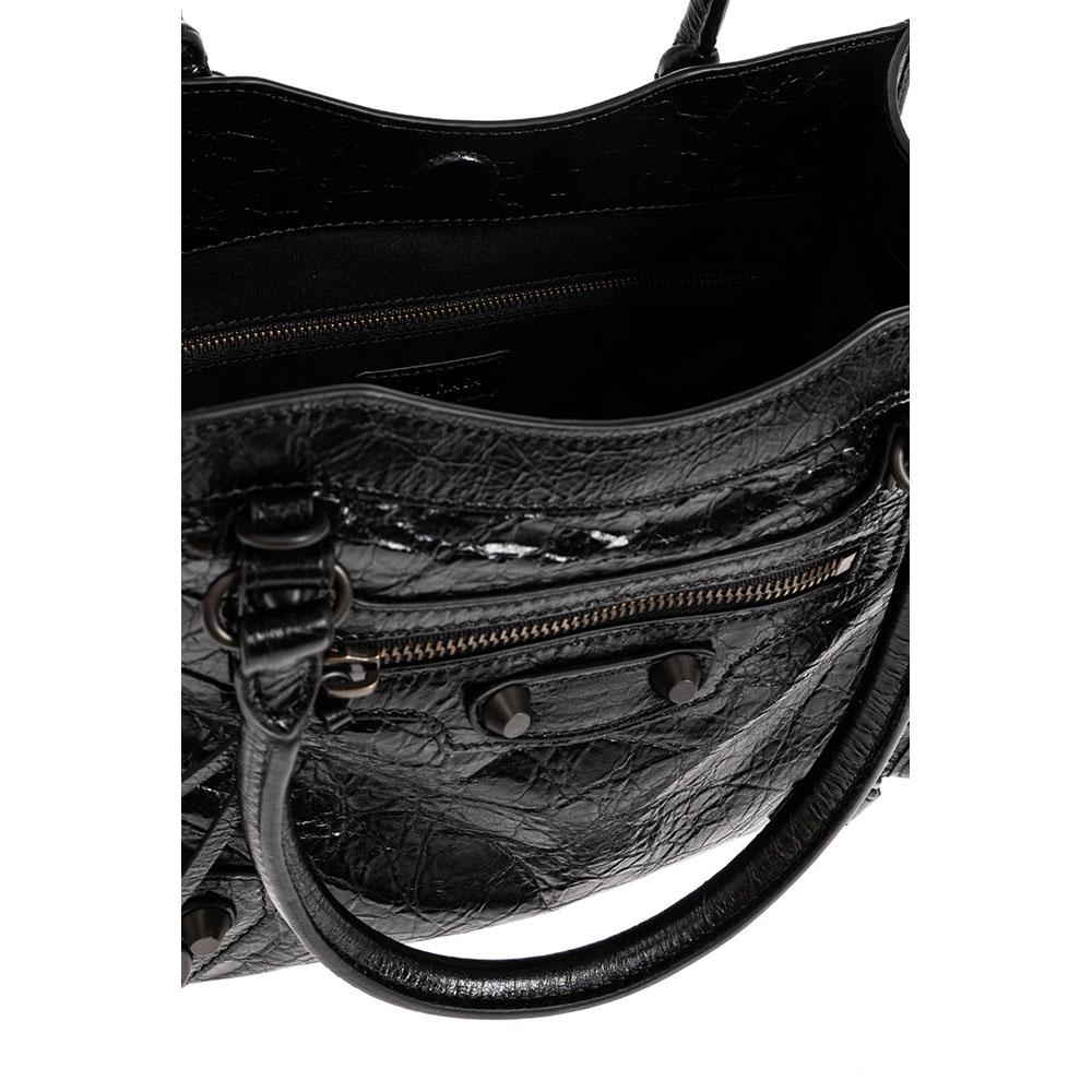 BALENCIAGA Le Cagole City Mini Tote Bag Black Leather