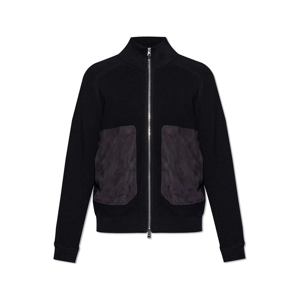 Moncler Men’s Cotton Cashmere Zip-Up Cardigan Navy