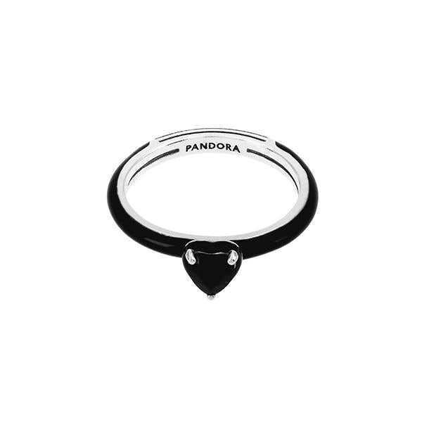 PANDORA Black Chakra Heart Silver Ring for Women 193088C01