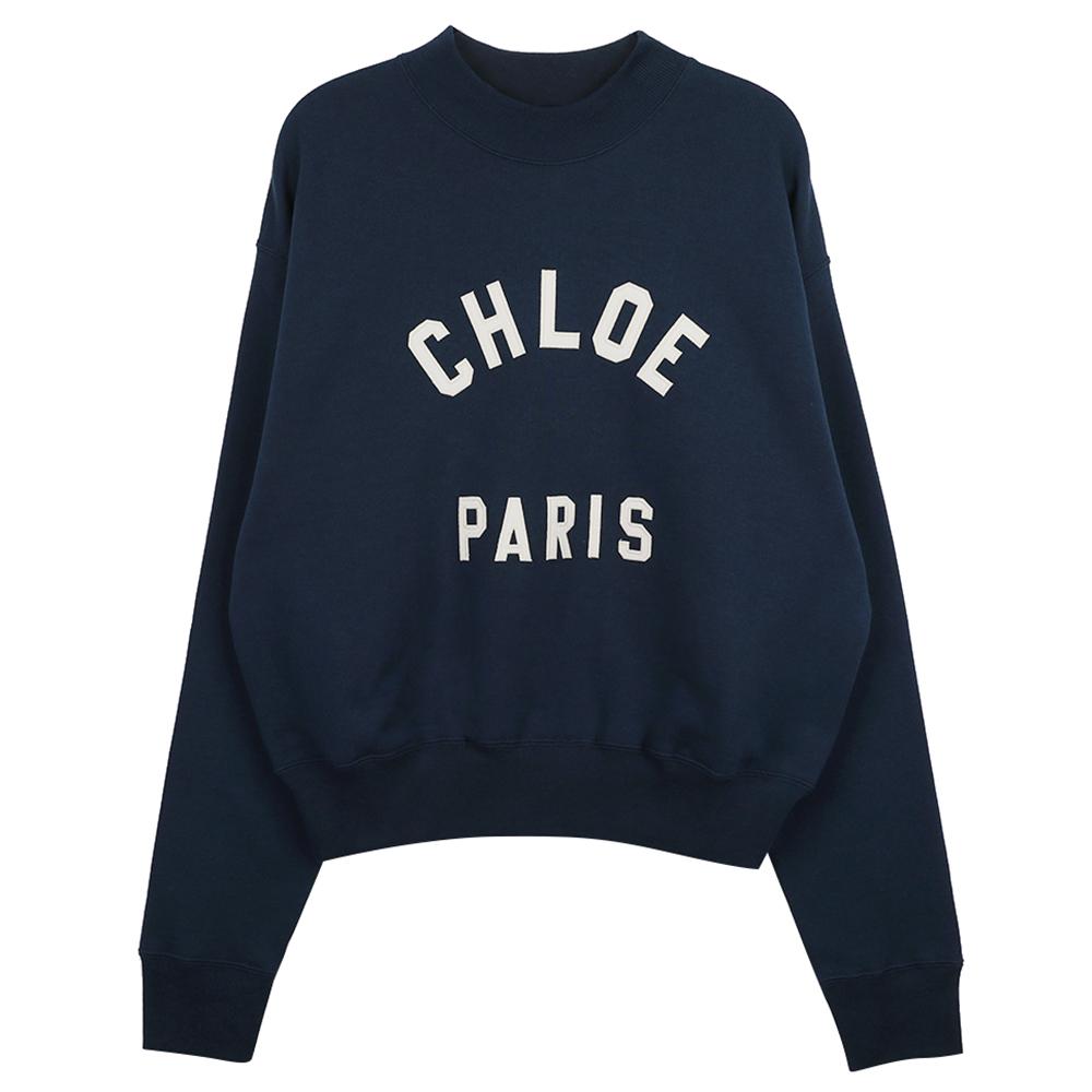 Chloe Cotton Fleece Mock Neck Logo Sweatshirt CH24AJH12192 4C6