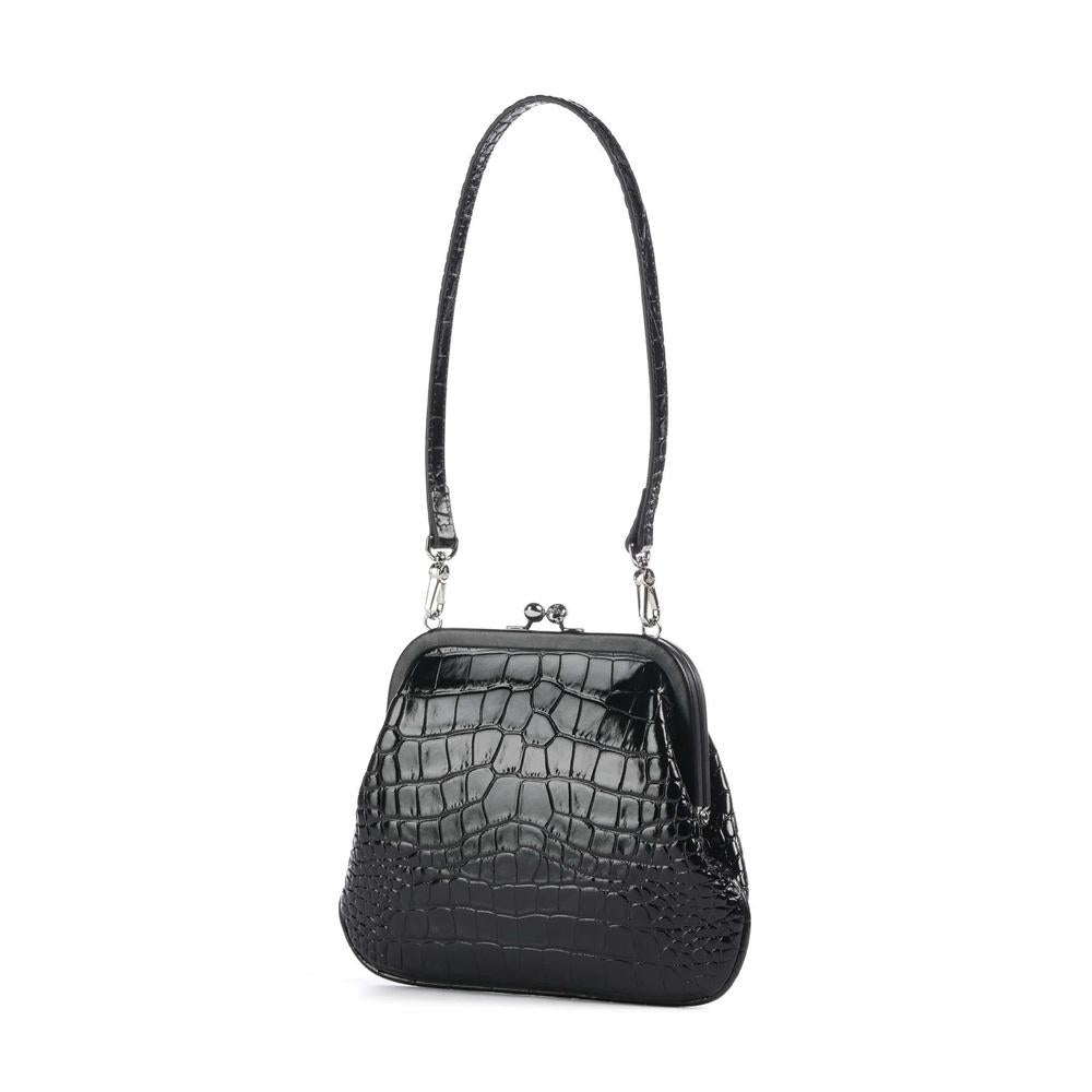 Vivienne Westwood Black Leather Vivian Clutch Shoulder Bag