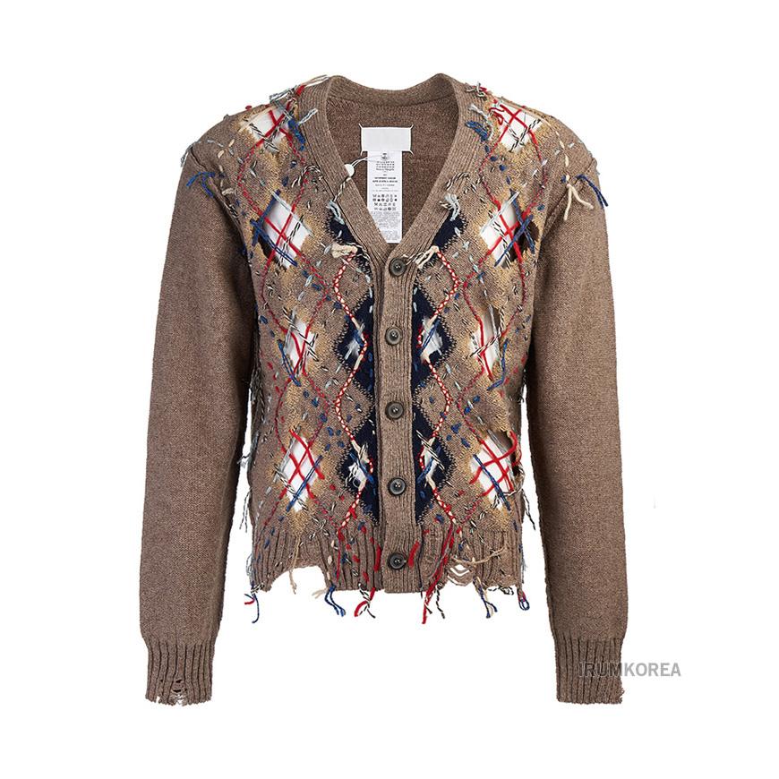 Maison Margiela Men’s Argyle Cut-Out Cardigan S67HP0007 S18328 001F