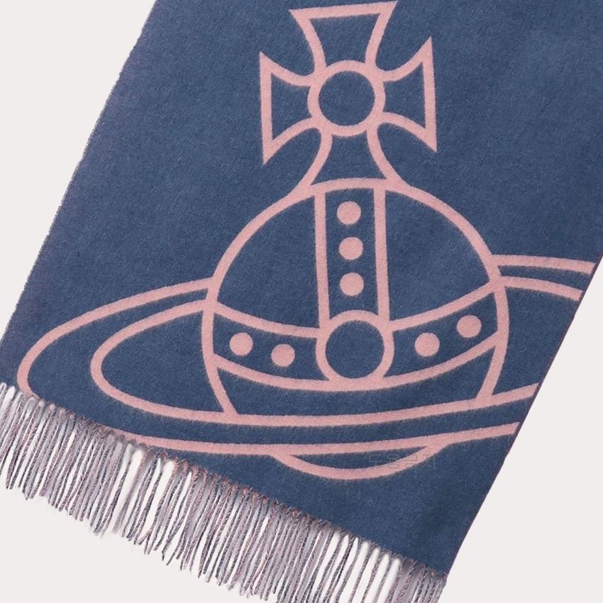 Vivienne Westwood Reversible Big ORB Logo Scarf Navy Unisex 4550272349056