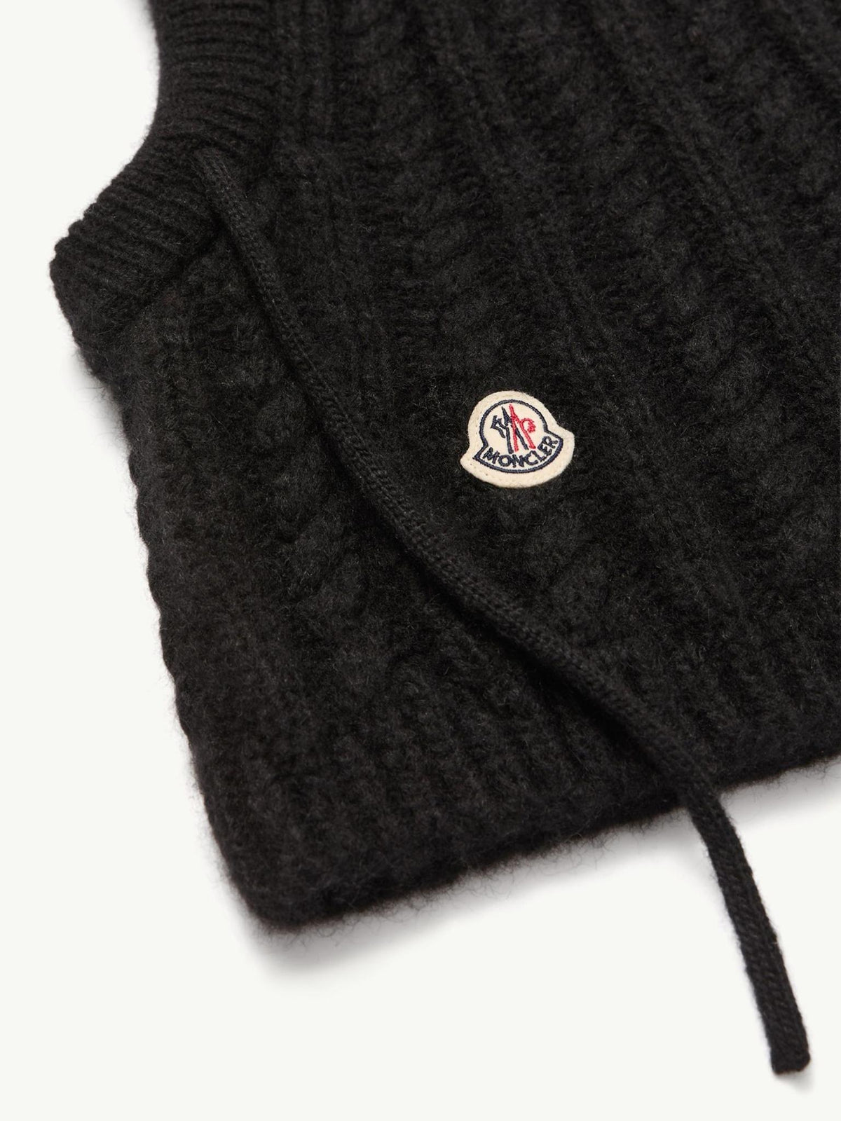Moncler Black Wool Blend Knit Hat