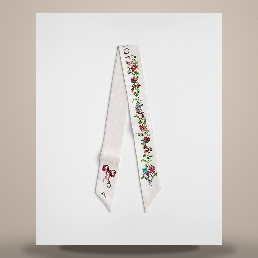 DIOR Ivory Multicolor Silk Twill Mitzah Scarf Arabesque Dioriv 64TM106I6096 C030