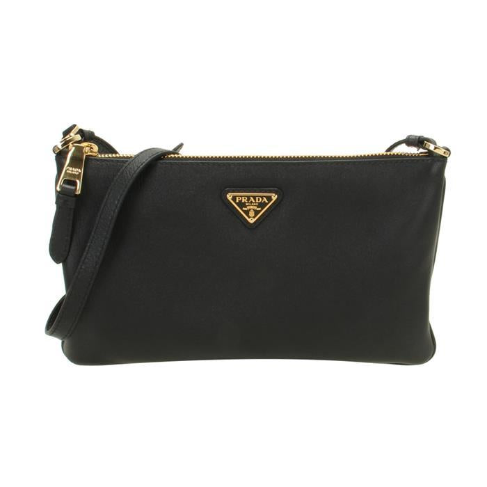 PRADA Soft Leather Shoulder Bag Black