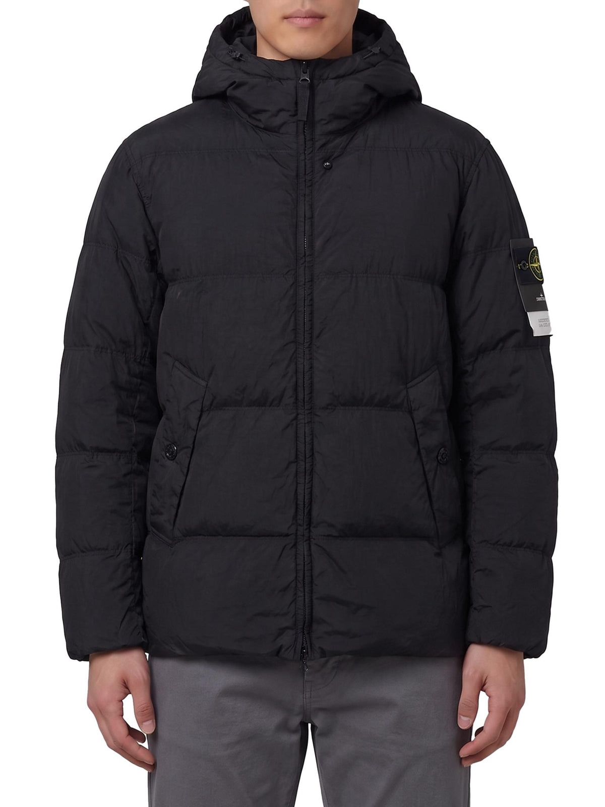 STONE ISLAND Black Down Puffer Jacket for Men