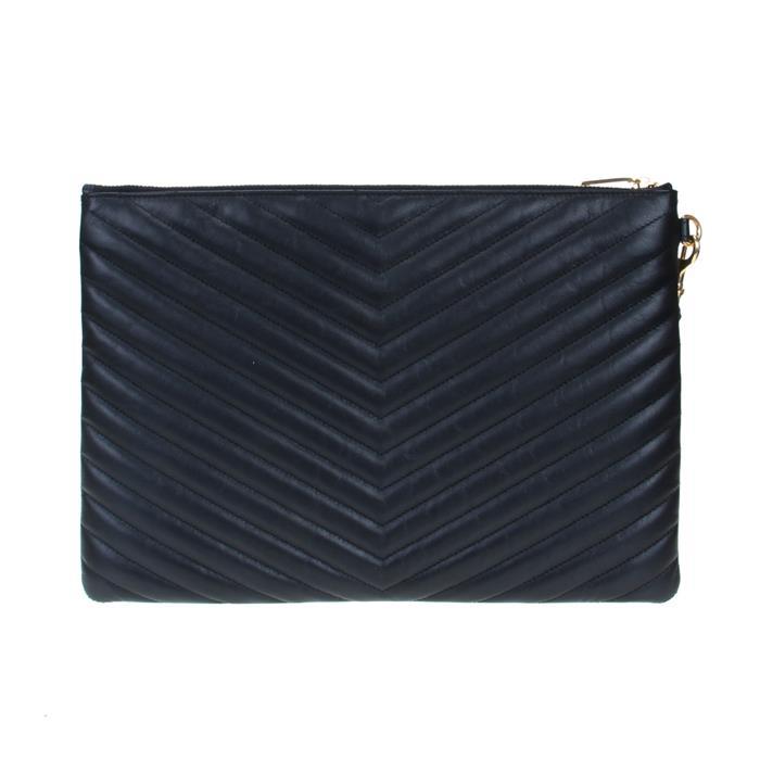 Saint Laurent Monogram Leather Clutch Bag Black