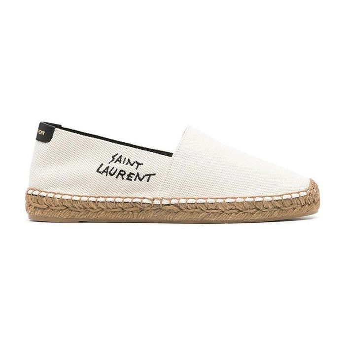 Saint Laurent Canvas Espadrille Slip-On Sneakers Ecru