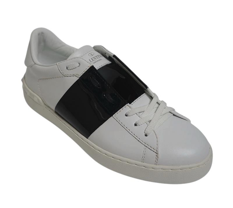 VALENTINO White Patent Black Hidden Low-Top Sneakers