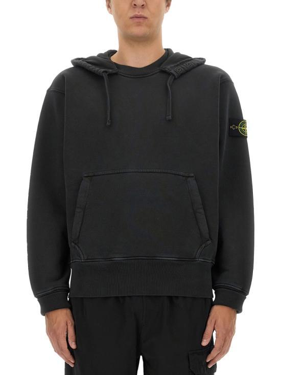 STONE ISLAND Cotton Fleece Hooded Sweatshirt for Women 791566455 V0129 BLACK DOM