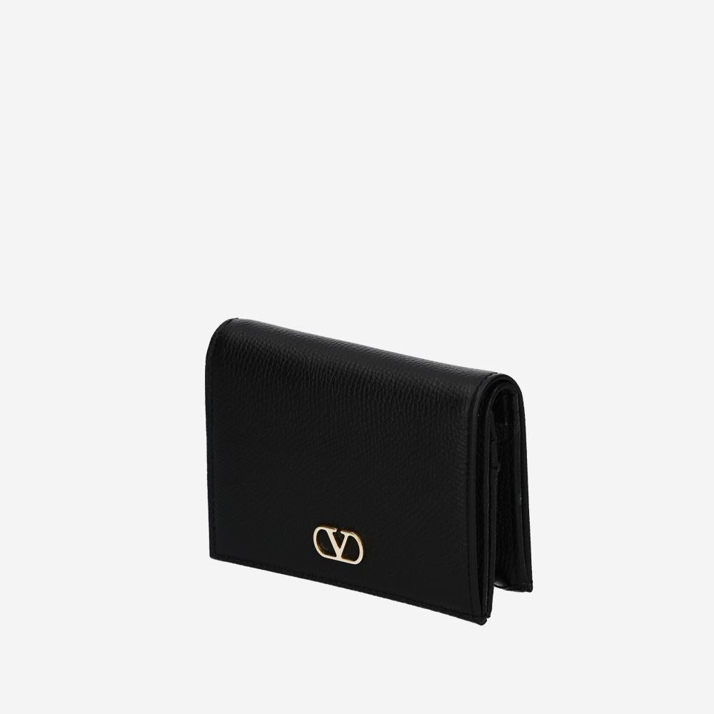 VALENTINO V Logo Signature Leather Compact Wallet for Women P0AJ3 SNP 0NO
