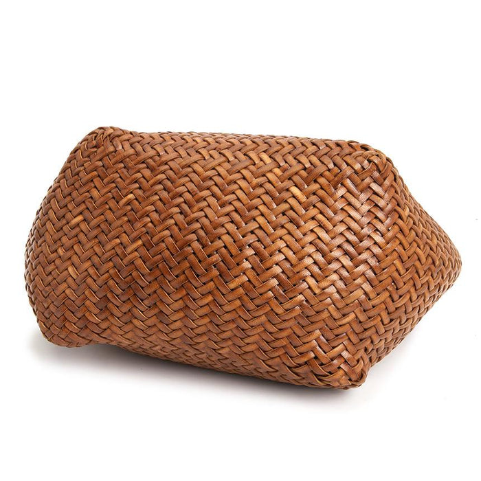 Dragon Diffusion Women's Small Woven Basket Tote Bag 8813 TAN