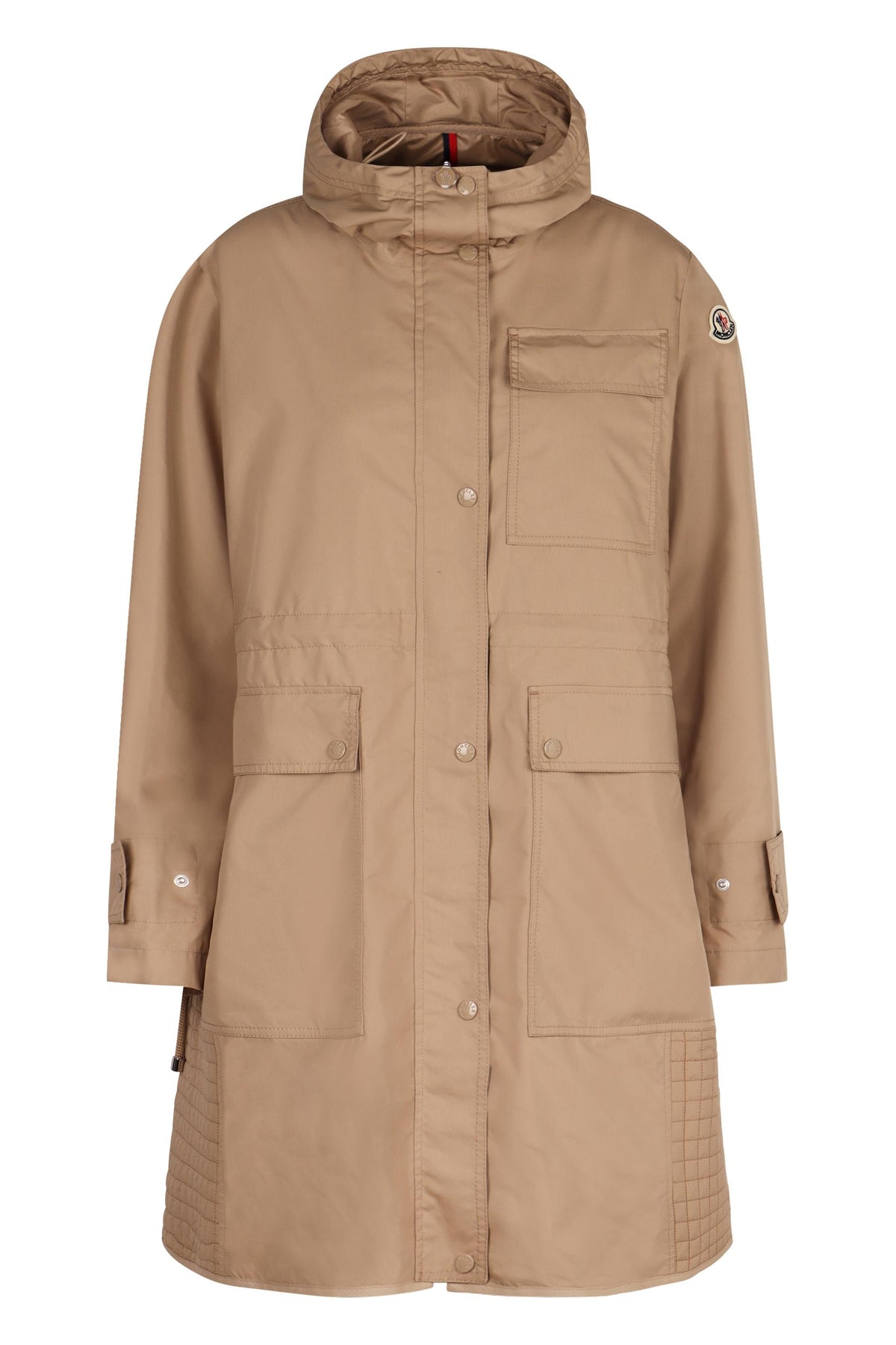 Moncler Beige Hooded Raincoat Trench Coat for Women