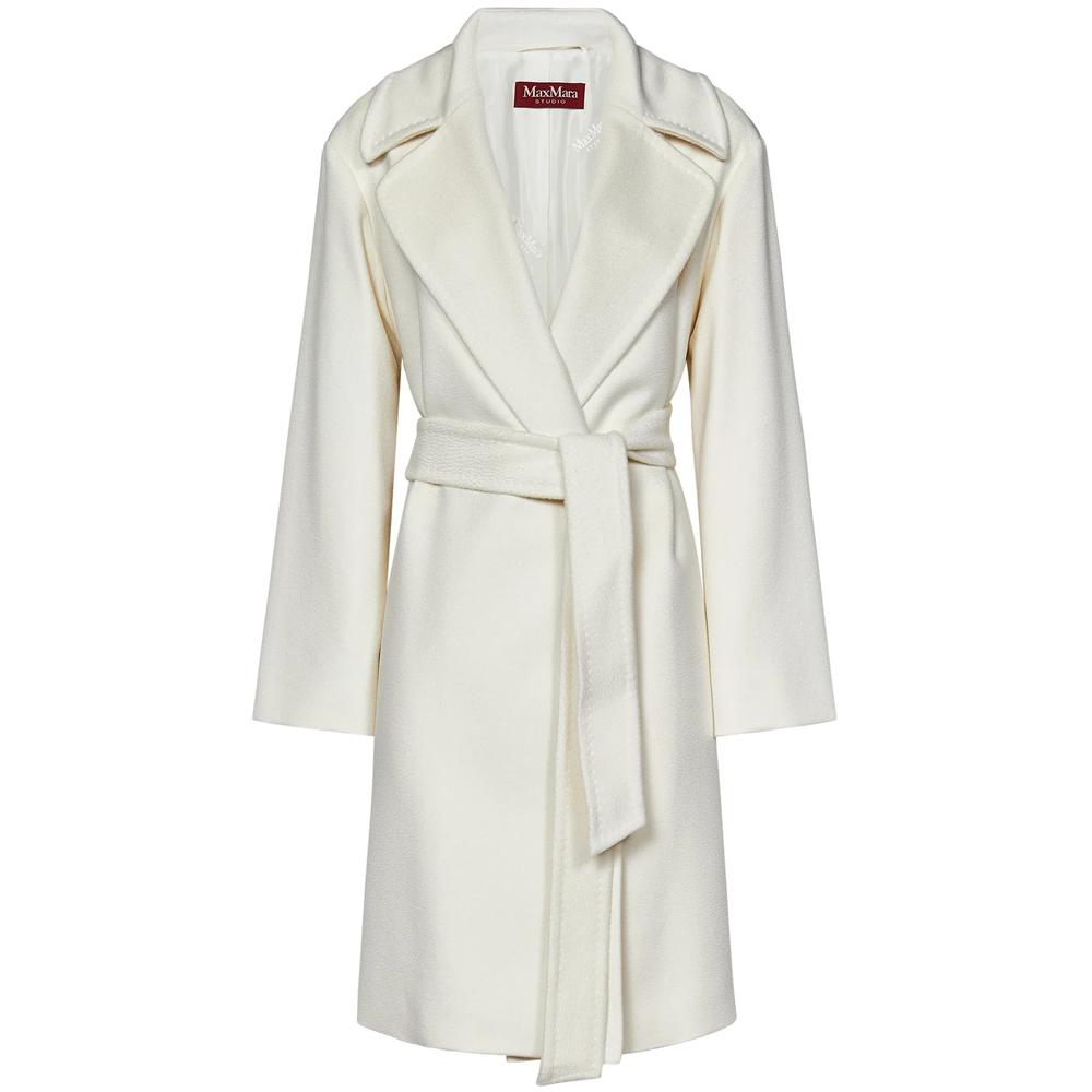 Max Mara Cream Belted Wool Coat 2426016091 048