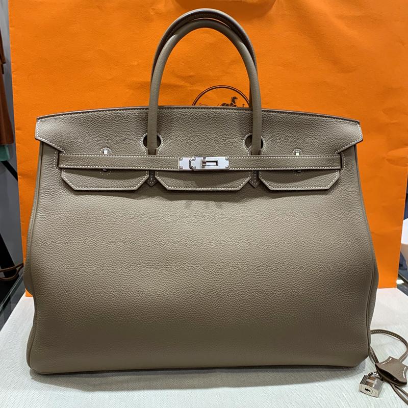HERMES Etoupe Palladium Hardware Birkin Tote Bag Unisex 40