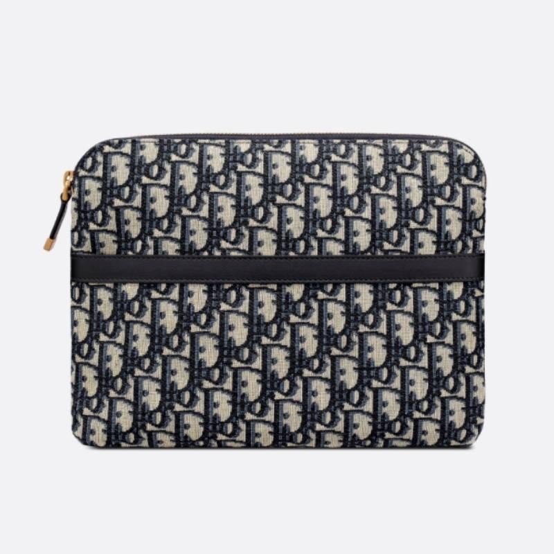 DIOR Oblique Canvas Travel Kit Suede Clutch Bag Pouch