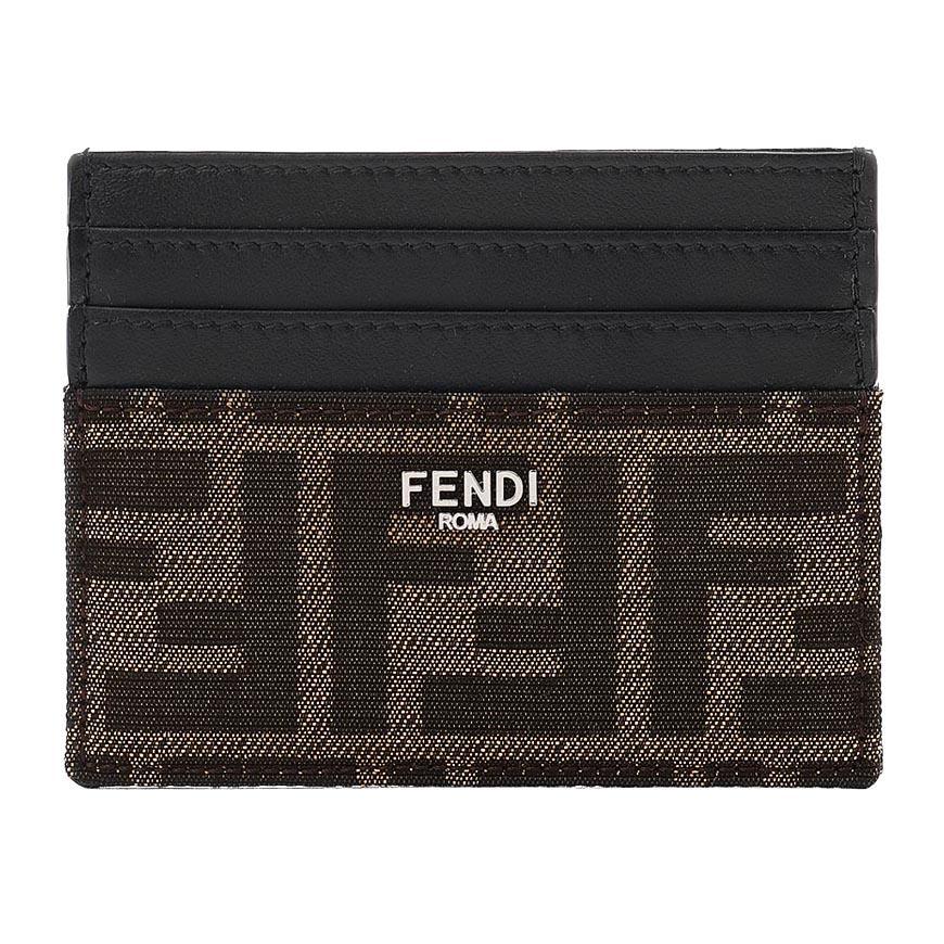 FENDI Men’s FF Jacquard Card Holder Wallet Black