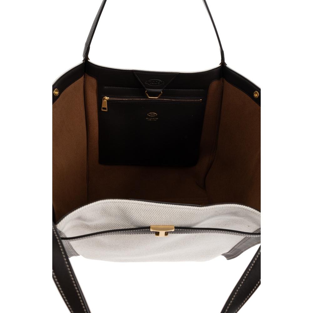 Tods T Timeless Medium Shopper Bag Beige Leather Tote