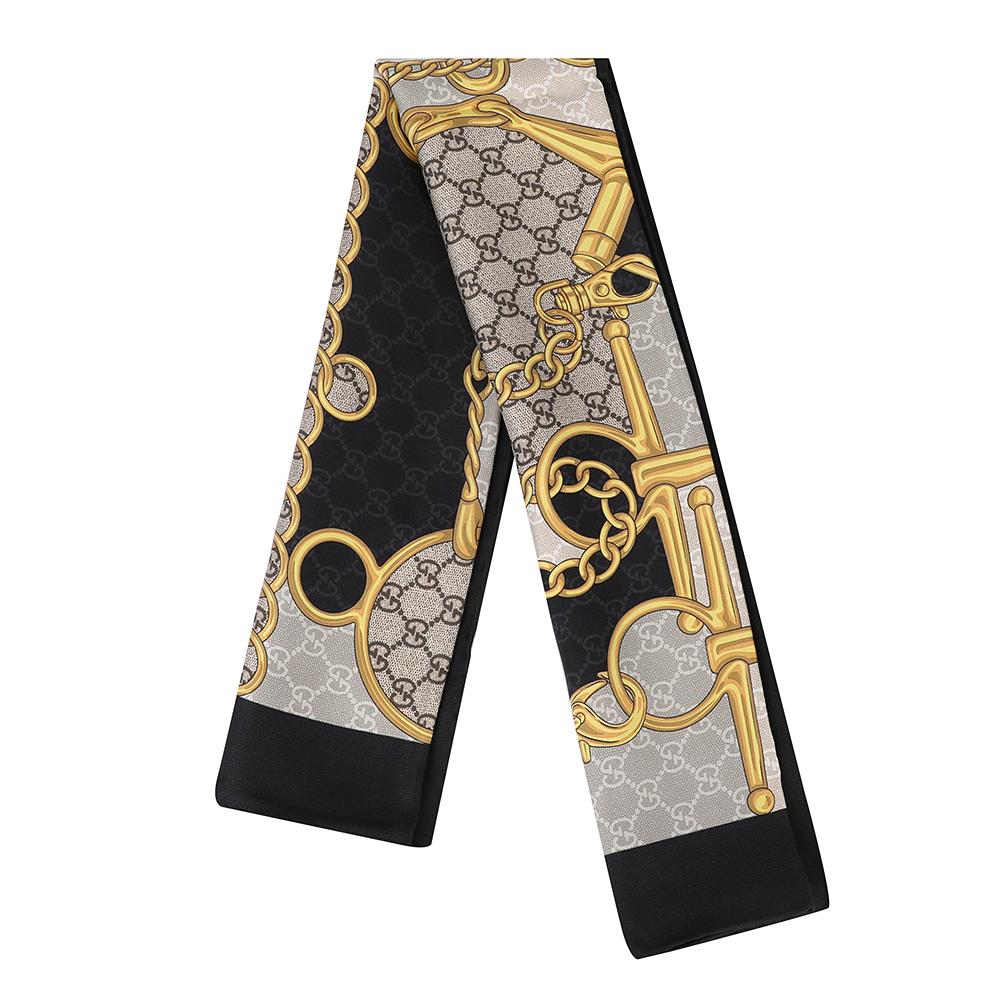 GUCCI GG Horsebit Silk Scarf 764655 3G001 1079