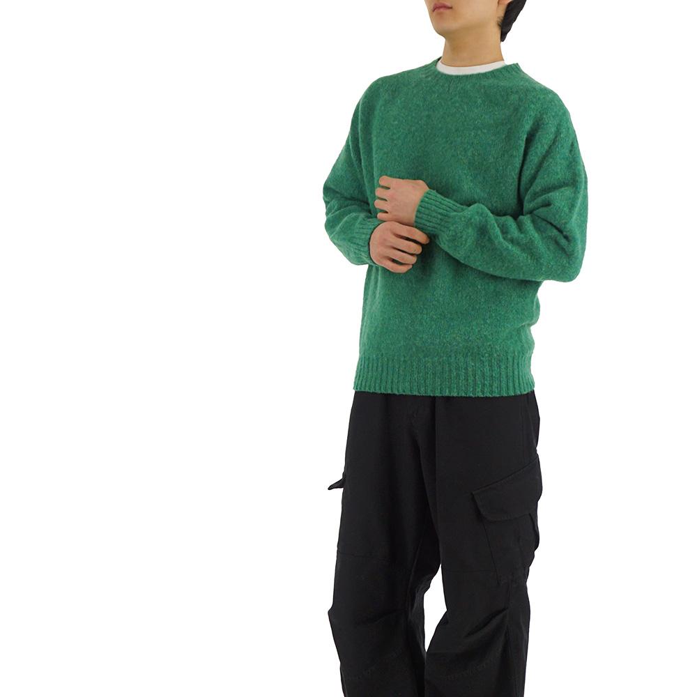 HOWLIN Shaggy Dog Knit Sweater Green Dream Round Neck Men’s